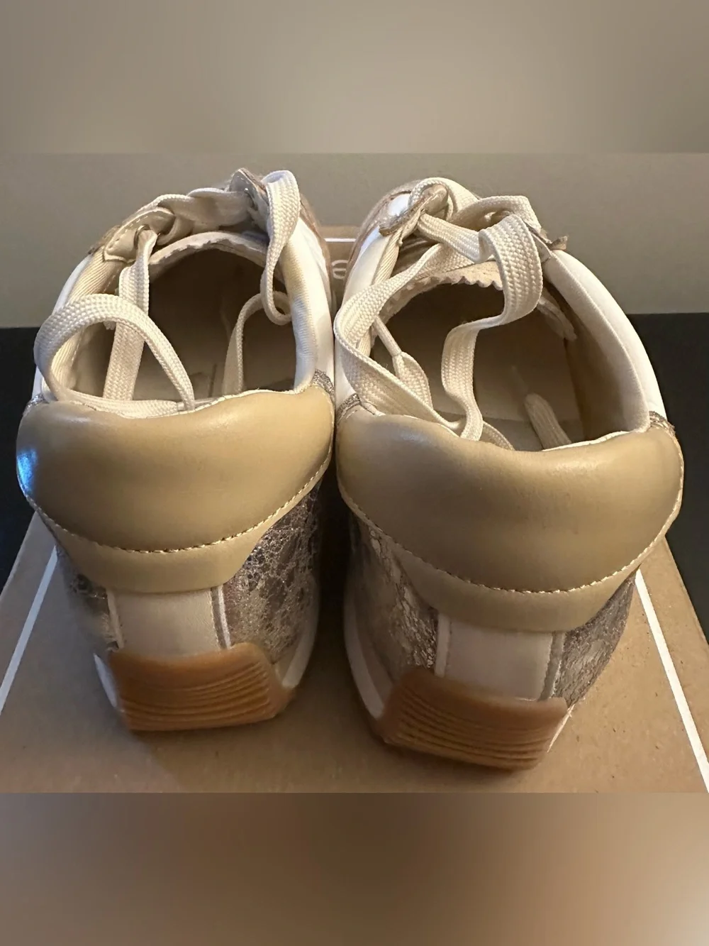 Dolce Vita Cream Sneakers with Silver Metallic Trim